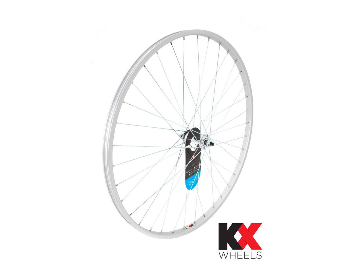 KX Road 27 x 1 1/4" Singlewall Solid Axle Wheel Rim Brake in Silver (Front) click to zoom image