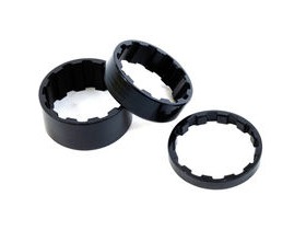M-PART Splined alloy headset spacers 1-1/8", 5/10/15 mm black, pack of 3