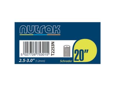 Nutrak 20 x 2.5 - 3.0 inch Schrader valve 1.3mm fat bike inner tube