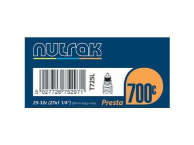 Nutrak 700 x 25 - 32C Presta 60 mm long valve inner tube