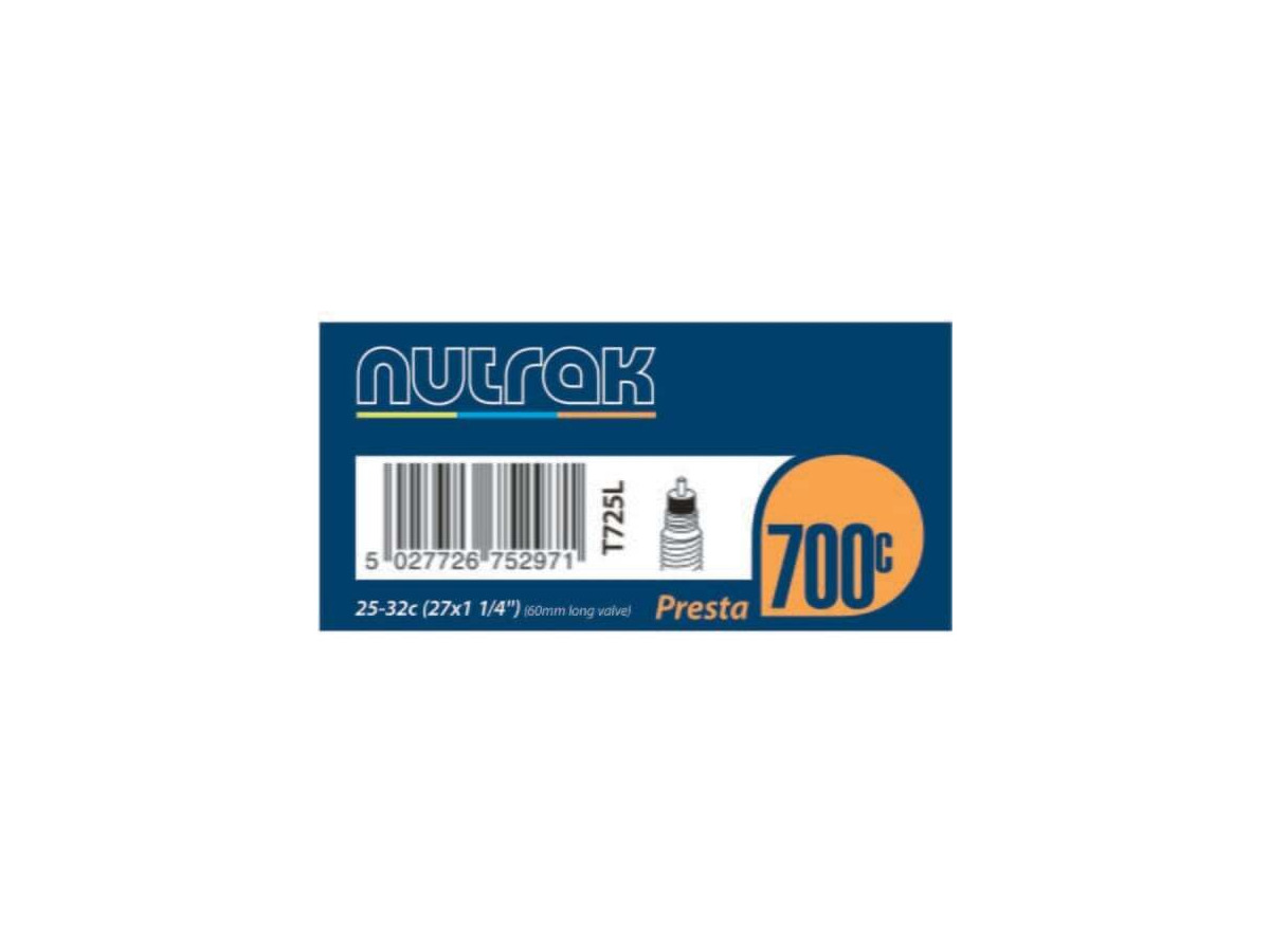 Nutrak 700 x 25 - 32C Presta 60 mm long valve inner tube click to zoom image
