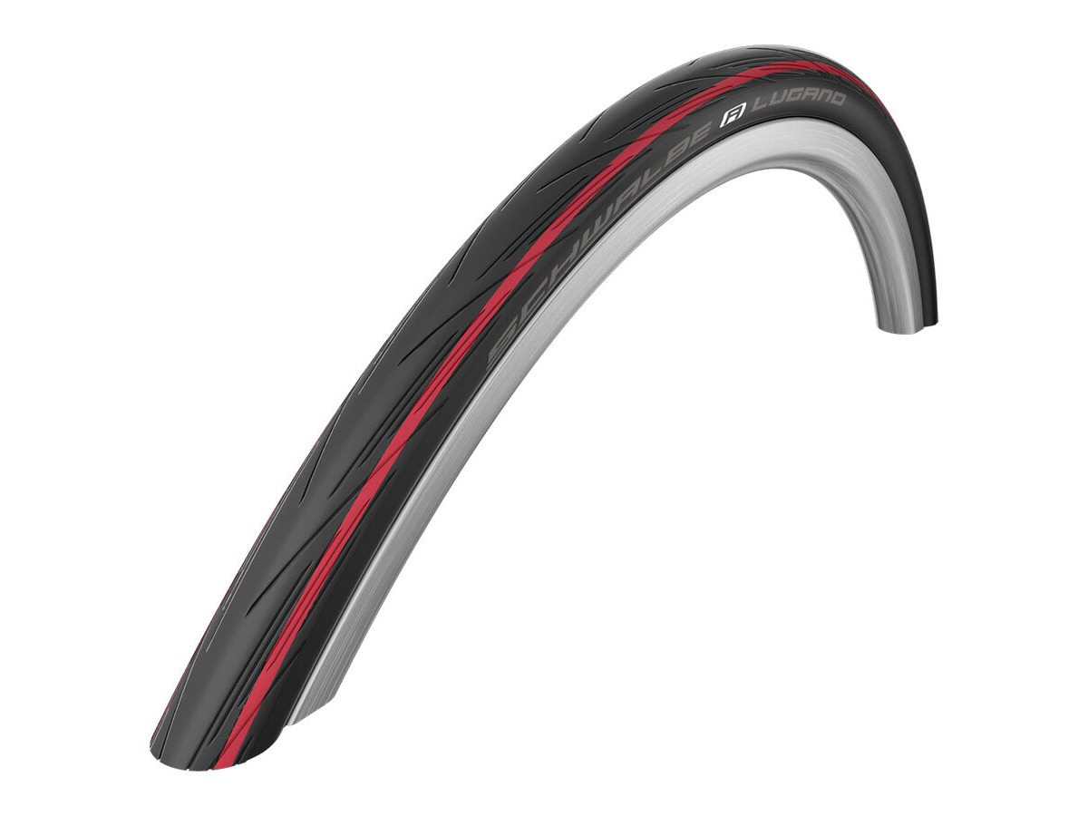 Schwalbe Lugano 700 x 25C Red Stripes Wire Bead click to zoom image