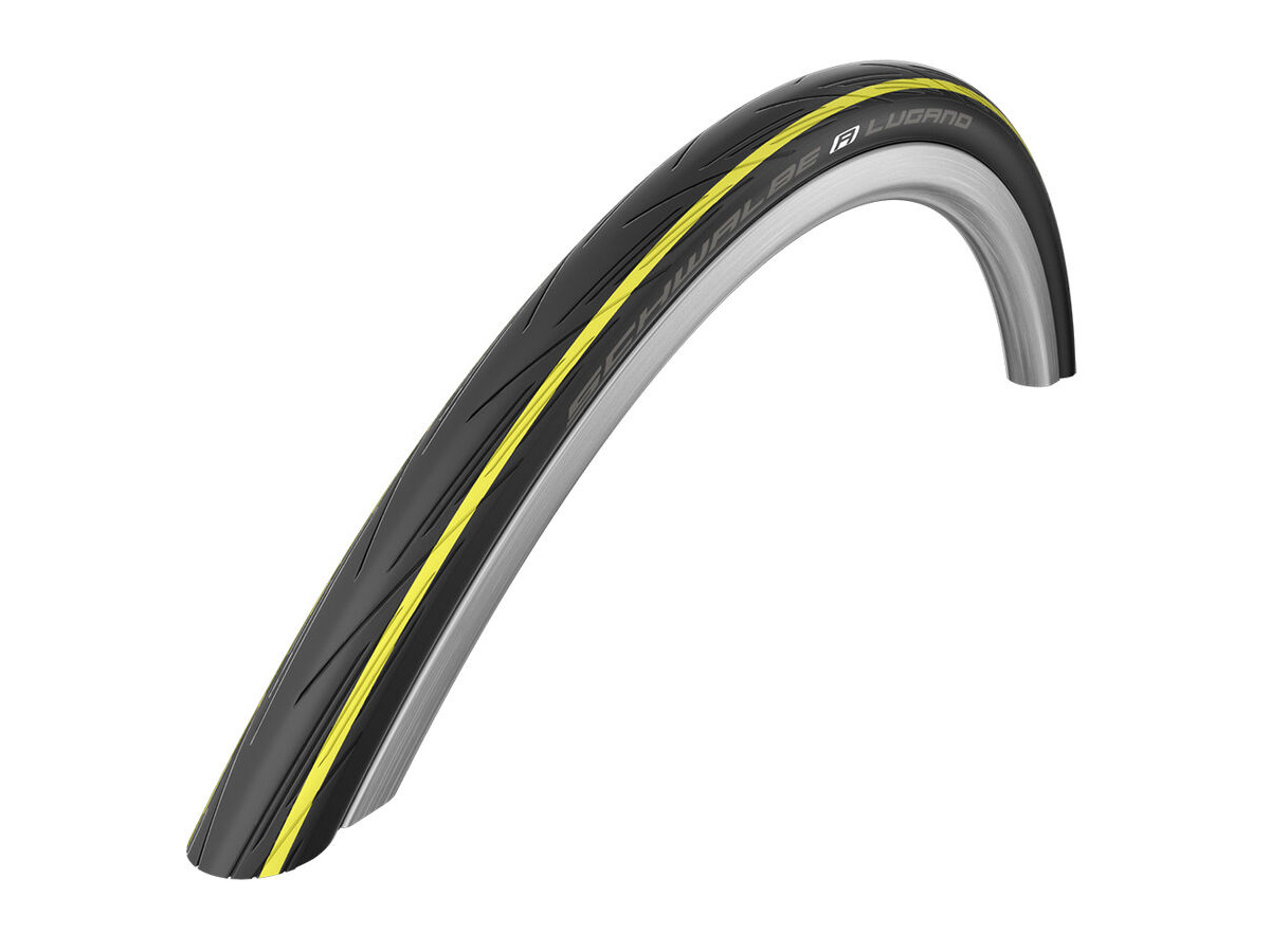 Schwalbe Lugano 700 x 25C Yellow Stripes Wire Bead click to zoom image